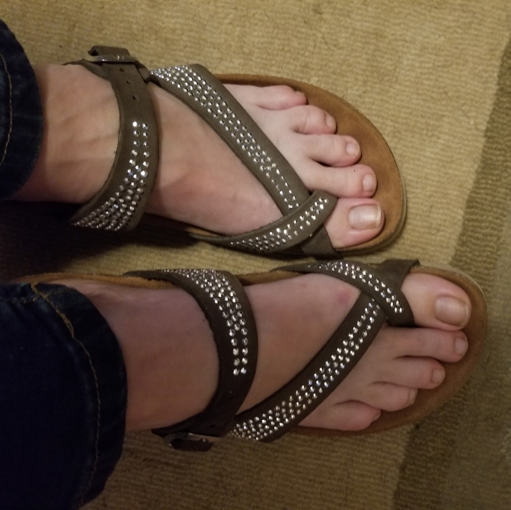 BioNatura Studded Leather Wedge Sandals